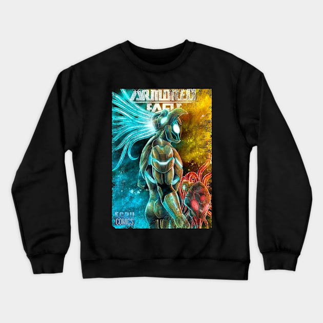 Armored Eagle Crewneck Sweatshirt by carrillo_art_studios